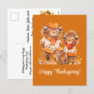 Family of Buffalos Happy Thanksgiving Holiday Postcard