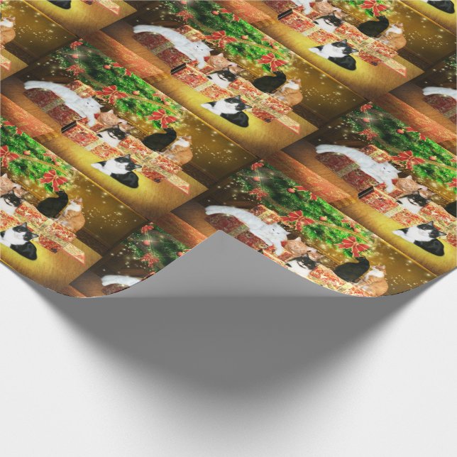 Family of cats Christmas Wrapping Paper (Corner)