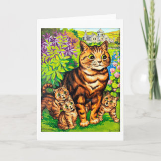 Family of Cats in a Garden, Louis Wain Card
