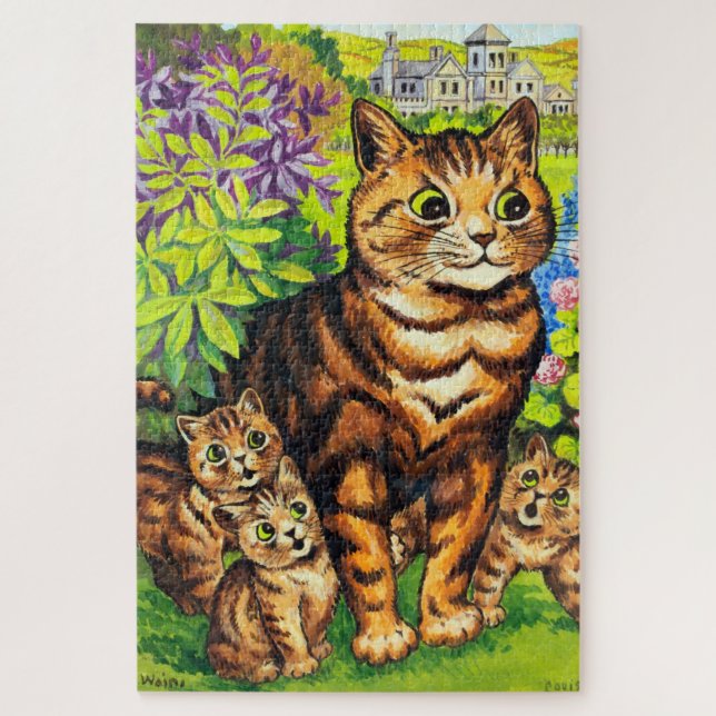Family of Cats in a Garden, Louis Wain Jigsaw Puzzle (Vertical)