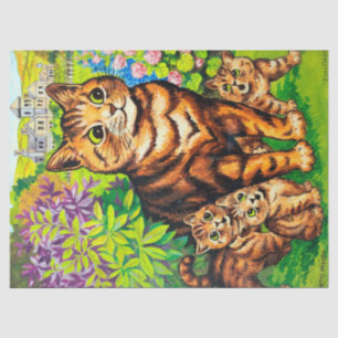 Family of Cats in a Garden, Louis Wain Tissue Paper