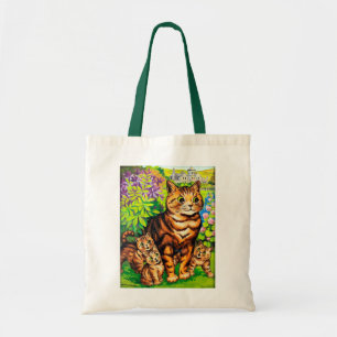 Family of Cats in a Garden, Louis Wain Tote Bag