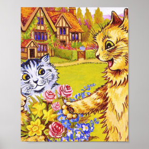 Family Of Cats In The Garden Louis Wain Poster
