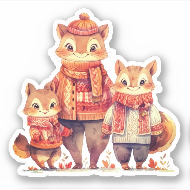 Family of Chipmunks Fall Sticker (Front)