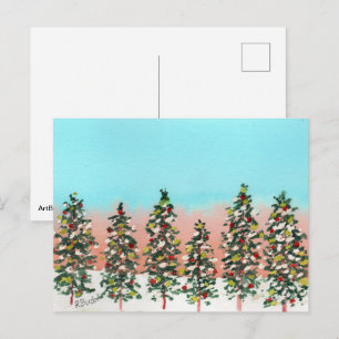 Family of Christmas Trees Holiday Postcard