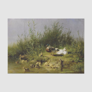 Family of Ducks at the Pond by Carl Jutz Tissue Paper