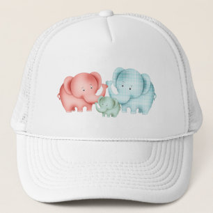 Family Of Elephants Mum Dad And Baby Trucker Hat
