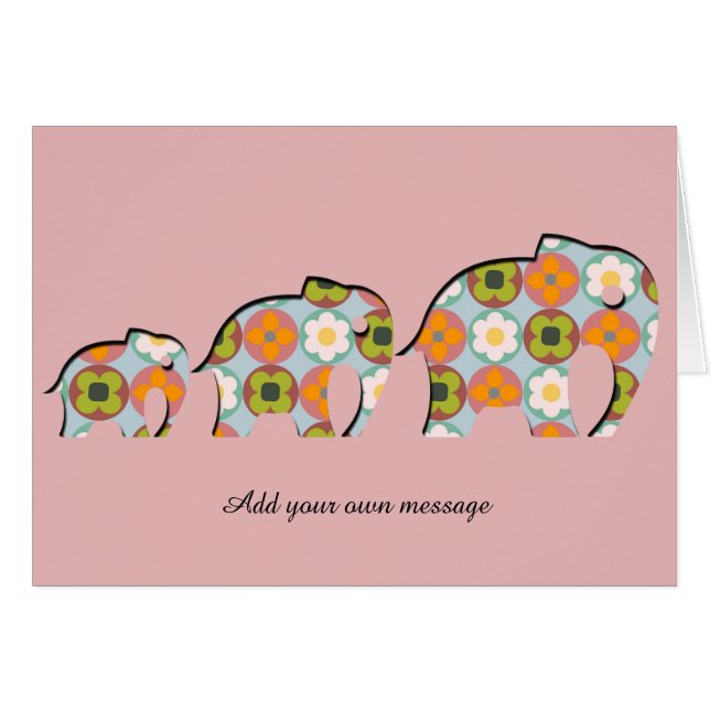 Family of Elephants Papercut Style Floral Motifs (Front Horizontal)