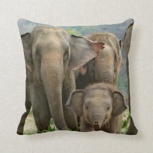 FAMILY OF ELEPHANTS PILLOW