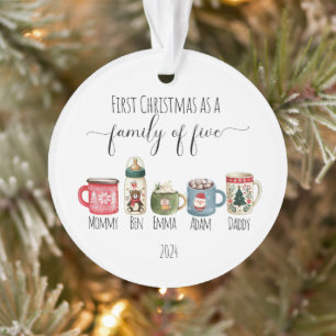 Family of Five Christmas Acrylic Ornament