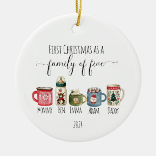 Family of Five Christmas Ceramic Ornament