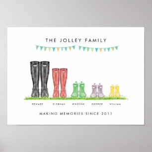 Family of Five Making Memories Welly Print