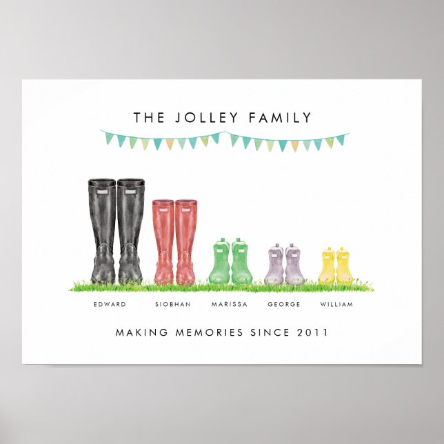Family of Five  Making Memories Welly Print (Front)