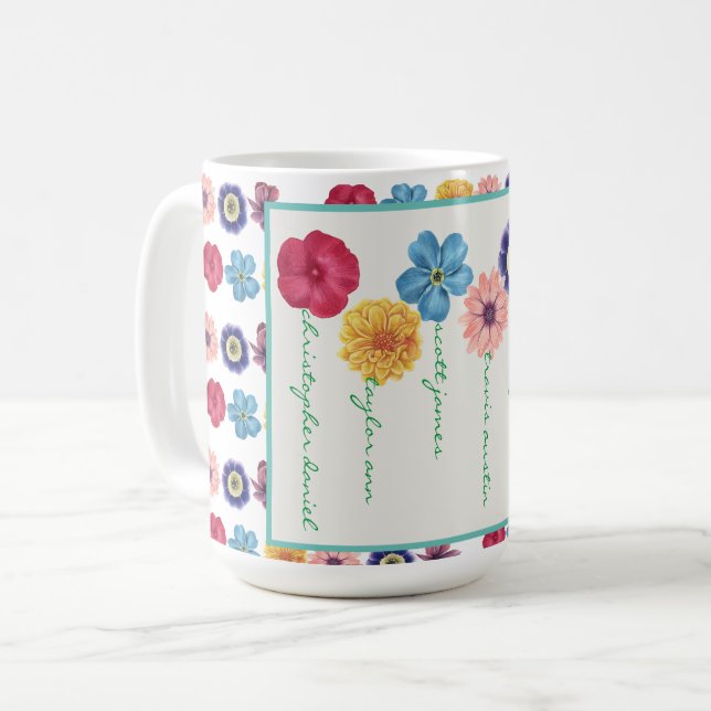 Family of Flowers (6-names) Coffee Mug (Front Left)