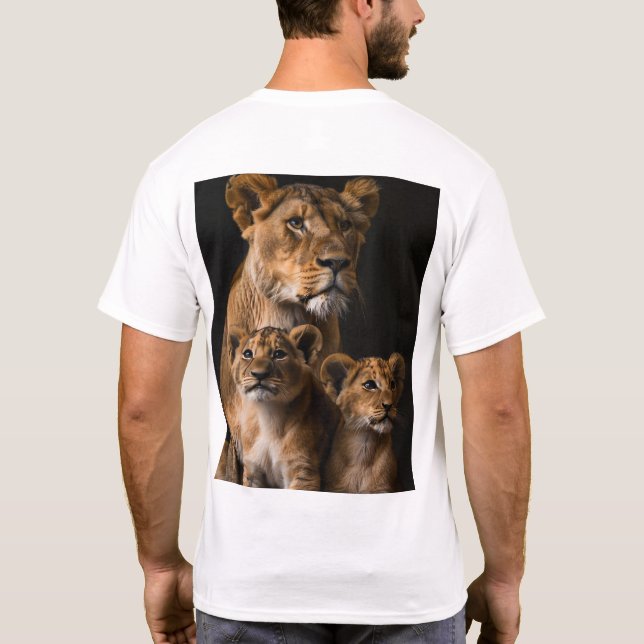 Family of Lions - Lion Cub and Female Lioness T-Sh T-Shirt (Back)