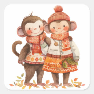 Family of Monkeys Fall Sticker
