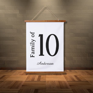 Family of "Number" Personalised Last Name  Hanging Tapestry