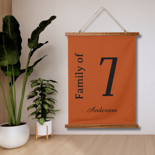 Family of "Number" Personalised Last Name  Hanging Tapestry
