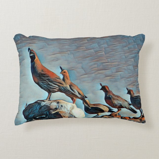 Family Of Quail Decorative Cushion (Front)