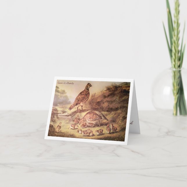 Family of Quail Woodland Nature Thank You Card (Front)