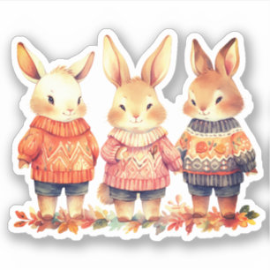 Family of Rabbits Fall Sticker