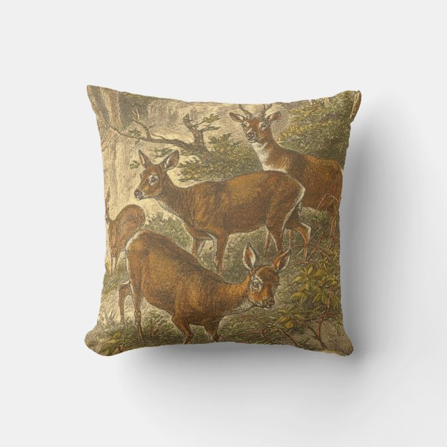 Family of Roe - Deers in a Forest Cushion (Front)
