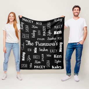 Family of Six In Cool Fonts Fleece Blanket