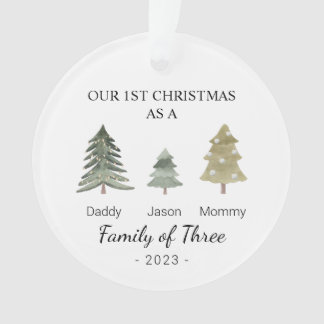 Family of Three Babys First Christmas Personalised Ornament