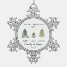 Family of Three Babys First Christmas Personalised