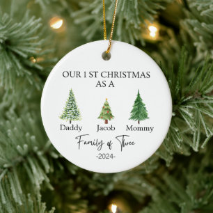 Family of Three Christmas Ornament - Family of 3