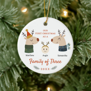 Family of Three First Christmas Ceramic Tree Decoration