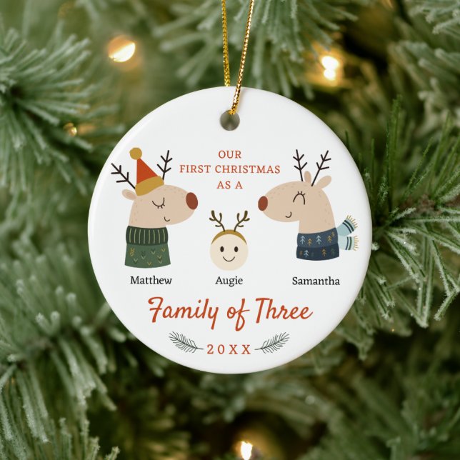 Family of Three First Christmas Ceramic Tree Decoration (Tree)