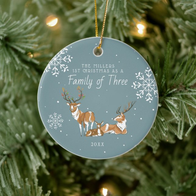 Family of Three | First Christmas Ornament (Tree)
