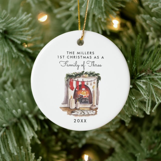 Family of Three | First Christmas Ornament (Tree)