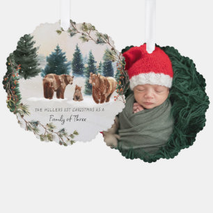 Family of Three   First Christmas Tree Decoration Card