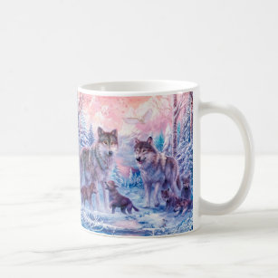 Family Of Wolves Painting Coffee Mug