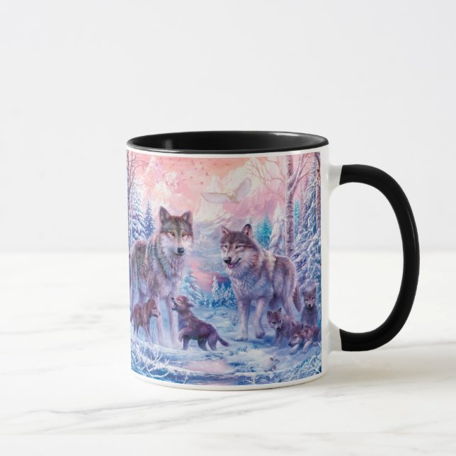 Family Of Wolves Painting Mug (Right)