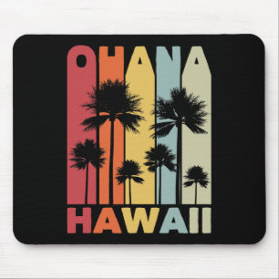 Family Ohana Hawaiian Retro Hawaii Tropical Summer Mouse Mat
