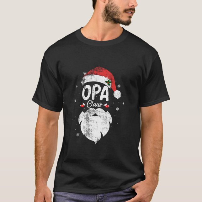 Family Opa Claus Christmas Santa s Hat Pajama Matc T-Shirt (Front)