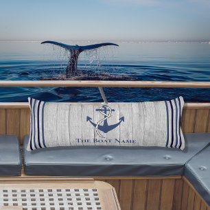 Family or Boat Name Navy Anchor Rope Nautical Body Cushion