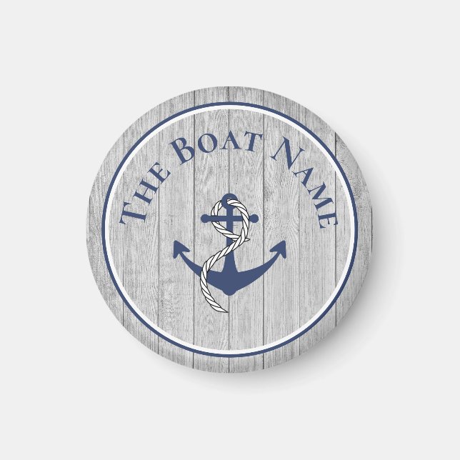 Family or Boat Name Navy Anchor Rope Nautical  Magnet (Front)