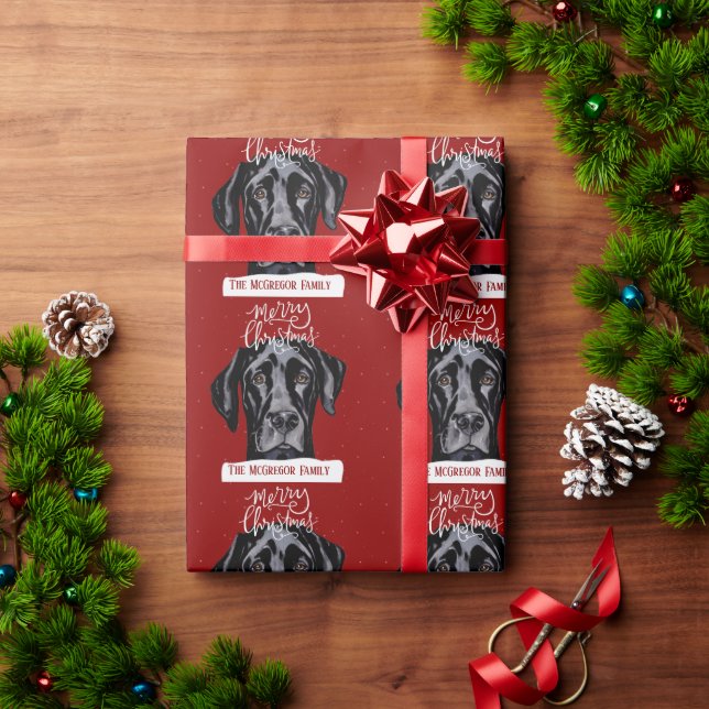 Family or Business Cute Great Dane Wrapping Paper (Holiday Gift)