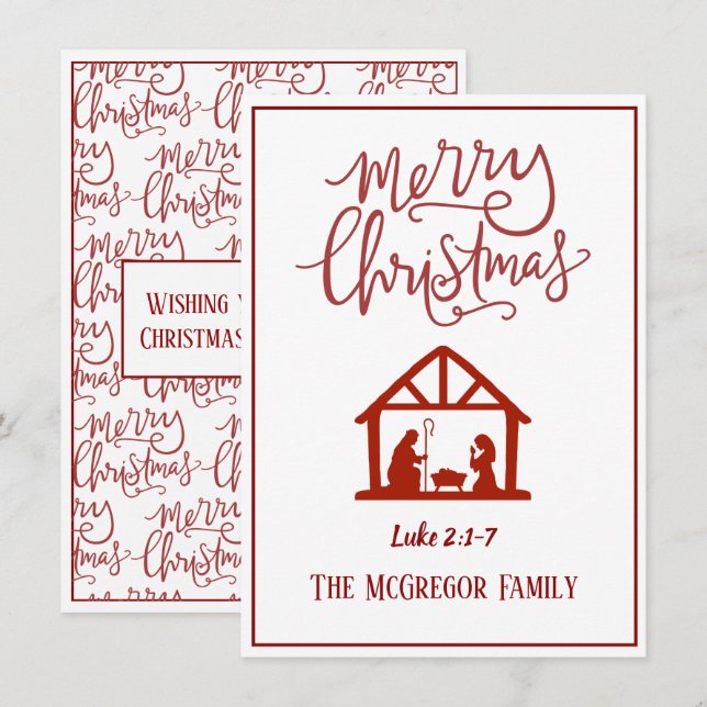Family or Business Name Nativity Merry Christmas Card (Front/Back)