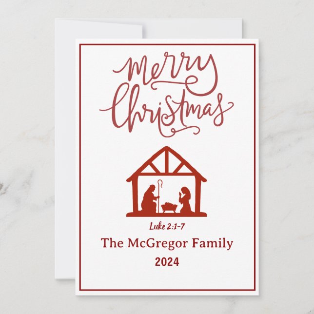 Family or Business Name Nativity Merry Christmas Holiday Card (Front)