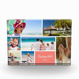 Family or Couple Vacation 7 Photo Keepsake, Coral Block