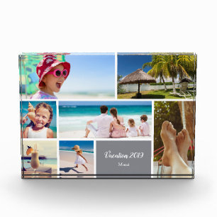 Family or Couple Vacation 7 Photo Keepsake, Gray Block