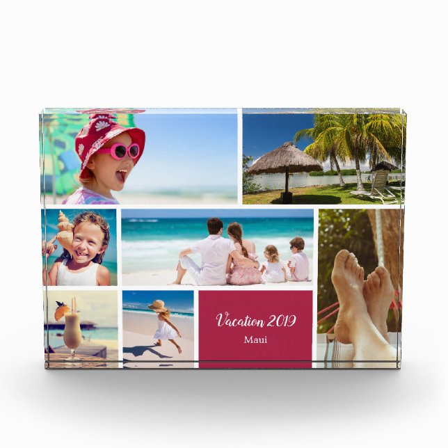 Family or Couple Vacation 7 Photo Keepsake, Red (Front)