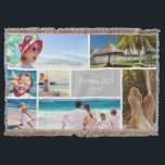 Family or Couple Vacation 7 Photo Keepsake, Silver Throw Blanket<br><div class="desc">Remember your family vacation with this beautiful modern throw blanket with space for seven of your favourite trip photos. At the bottom there is a silver box for your custom text, such as the year of your vacation, your family name, and/or your trip destination. This custom throw blanket be a...</div>