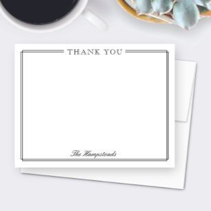 Family or Couples Elegant Black Script Stationery Thank You Card