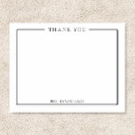 Family  or Couples Elegant Black White Stationery Thank You Card<br><div class="desc">This thank you design features a thin double border with space for a name/text at the bottom. Click the customise button if you would like to adjust the design elements and/or further modify the text! Variations of this design, additional colours, as well as coordinating products are available in our shop,...</div>